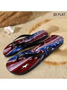 Women's Flip - Flops, Stylish American Flag Swirl Design, Multiple Colors & Sizes Available, Comfortable Daily Wear Sandals, Vibrant Patriotic Summer Footwear, Lightweight & Durable, Perfect for Beach & Casual Outings, Women Shoes