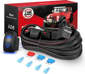 Nilight Wiring Harness Kit Nylon 16 AWG 2 Leads LED Light Bar 12V 5Pin Rocker Switch Laser On Off Power Relay Blade Fuse for Off Road Lights on Cars Jeep Boat Trucks  dealsforyoudays