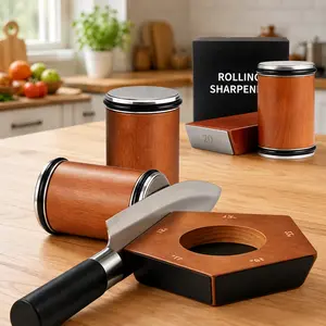 2026 New Portable Rolling Knife Sharpener Tool - 15/20 Degree for All Straight Edge Knives, Diamond and Ceramic for Steel of Any Hardness