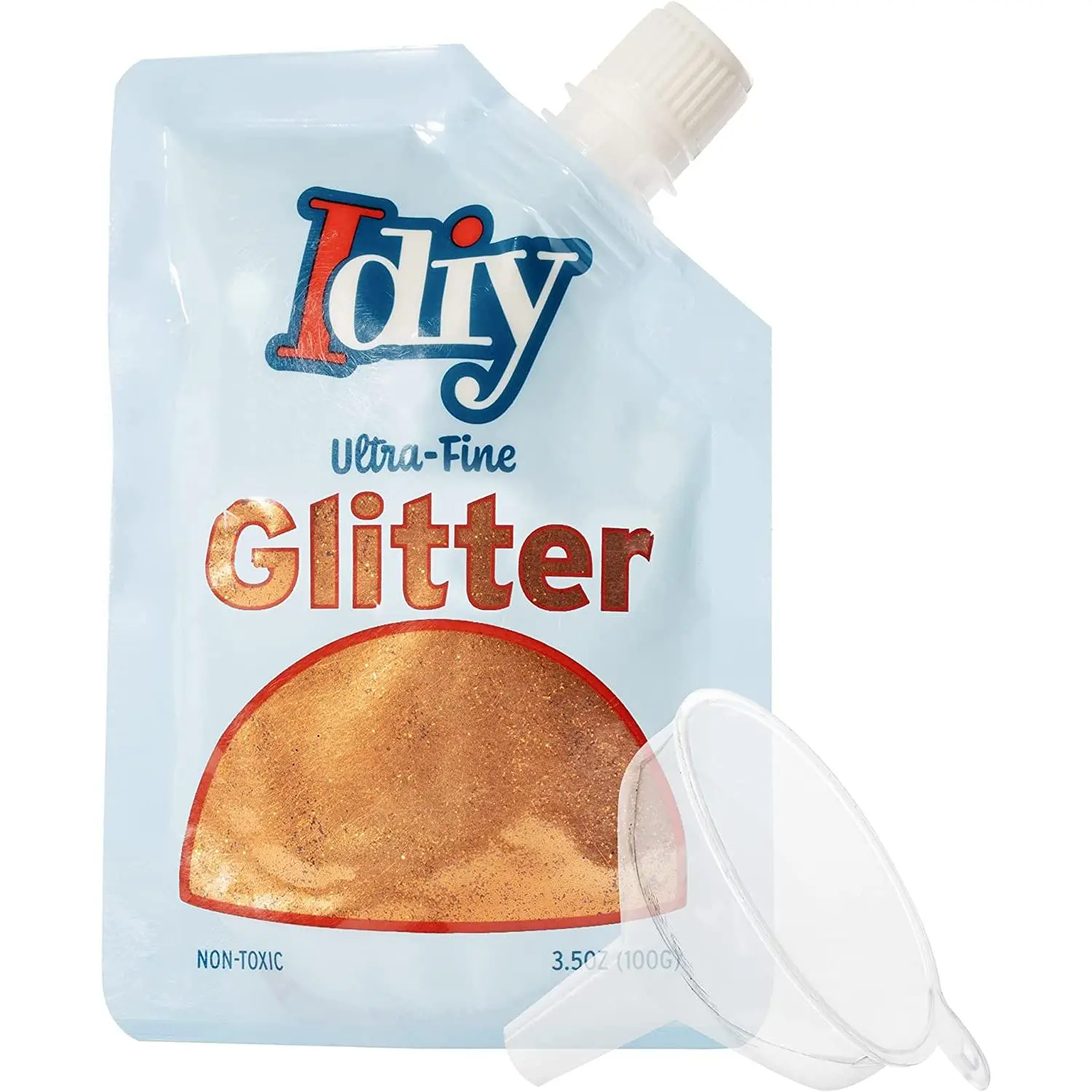 iDIY Ultra Fine Glitter (100g, 3.5 oz Pouch) w Easy-Pour Bag and Funnel - Bonfire Orange Extra Fine - Perfect for DIY Crafts, School Projects, Summer Camp & More