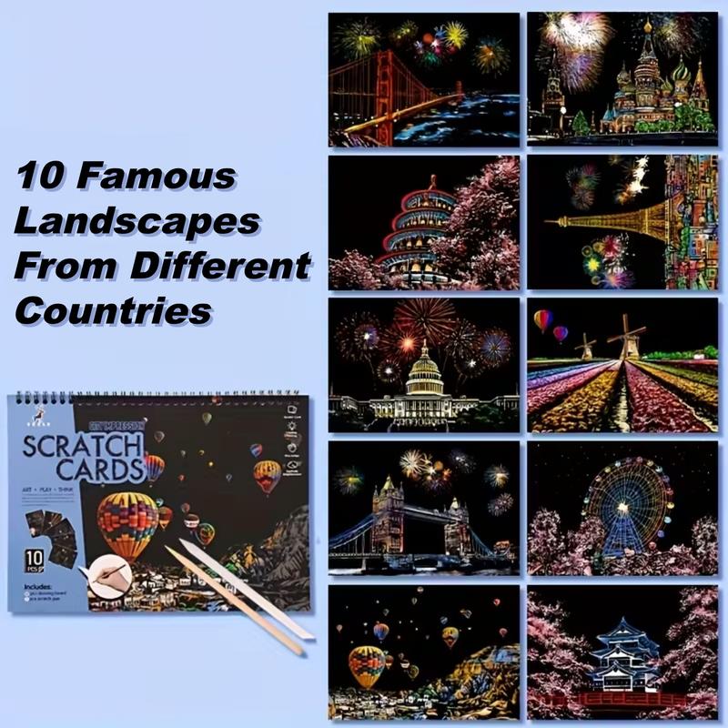 BF&CM Scratch Art Book for Adults Colorful City Series Scratch Art Scratch Painting Foil Art for Adults Scratch And Sketch City Series Books Foil Engraving Scratch Art The Best Choice for Birthday Holiday New Year Gifts Christmas Special Holiday