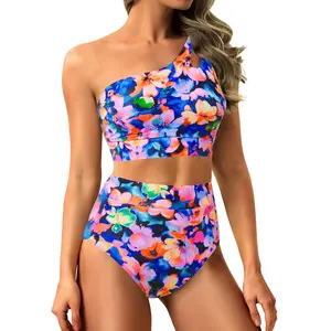 Yonique Two Piece High Waisted Swimsuits for Women - One Shoulder Bikini Tummy Control Bathing Suit 2025 Full Coverage