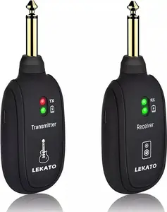 LEKATO Wireless Guitar System Built-in Rechargeable 4 Channels Wireless Guitar Transmitter Receiver for Electric Guitar Bass Violin(A8)