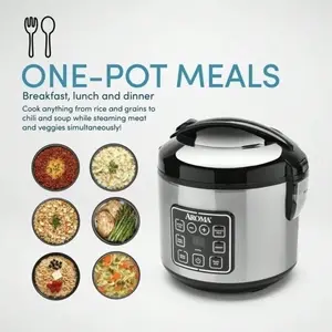 Aroma 8-Cup (Cooked) Rice & Grain Cooker, Steamer, New Bonded Granite Coating