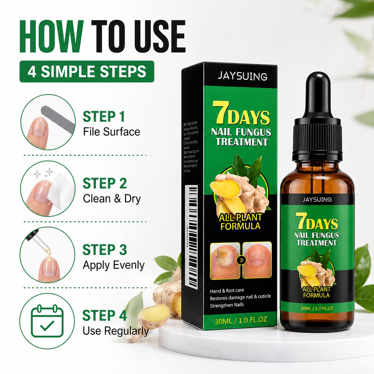 Nail Care Serum with Ginger Root Extract, Plant-Based Nail Oil for Stronger-Looking Nails & Cuticle Care, Nourishing Hand & Foot Care Essential, 30ml Nail Strengthener Oil Nail Routine