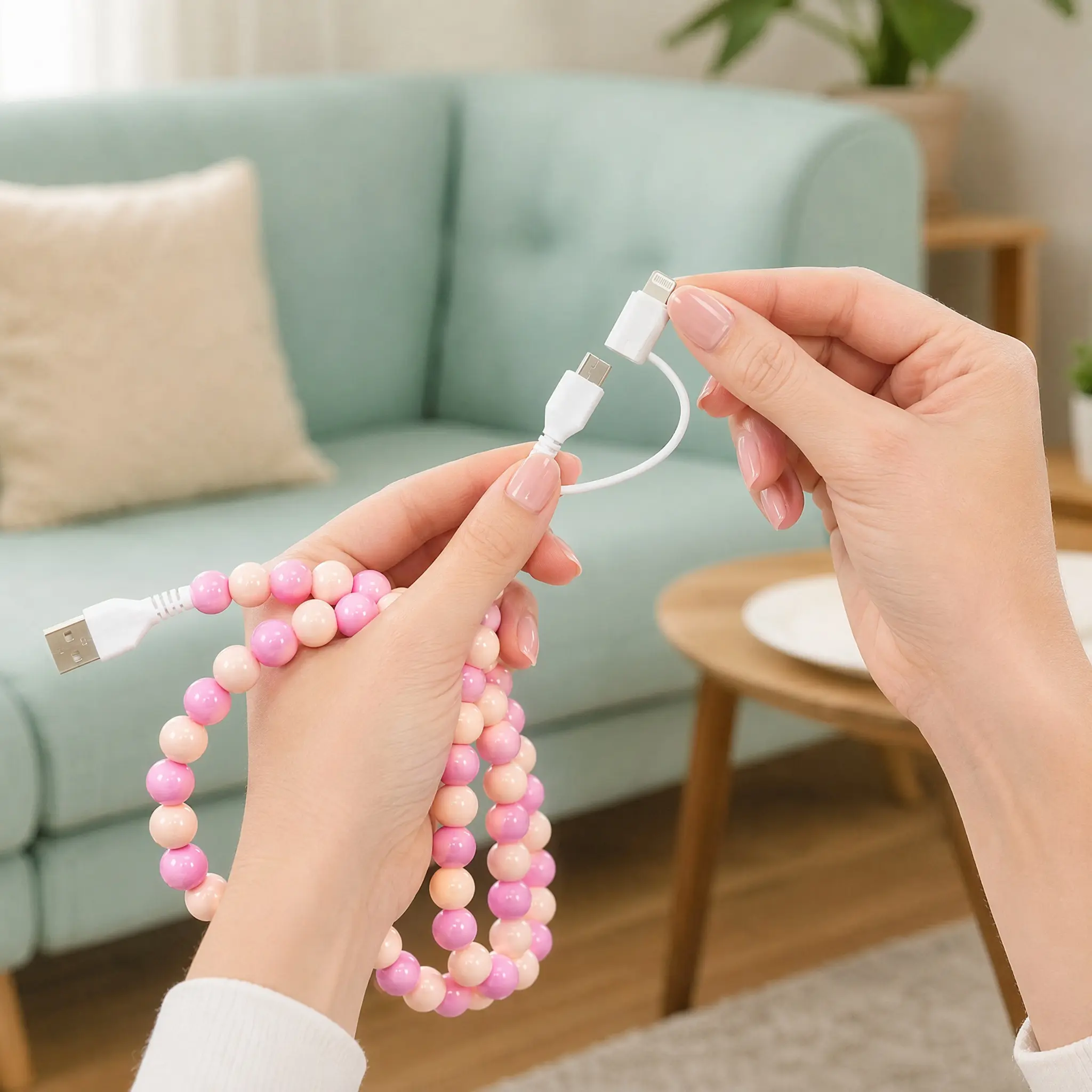 Pearl beaded charging cable stylish shine - Fit for all device USBC & Lightening for iPhone&Samsung Type-C - MM2