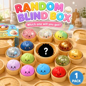 Glitter Dumpling Surprise Box - Random Color Squishy Stress Relief Fidget Toy, Cute Sensory Kids Party Favors & Gifts, Collectible with Ultra-Rare Rainbow Variant