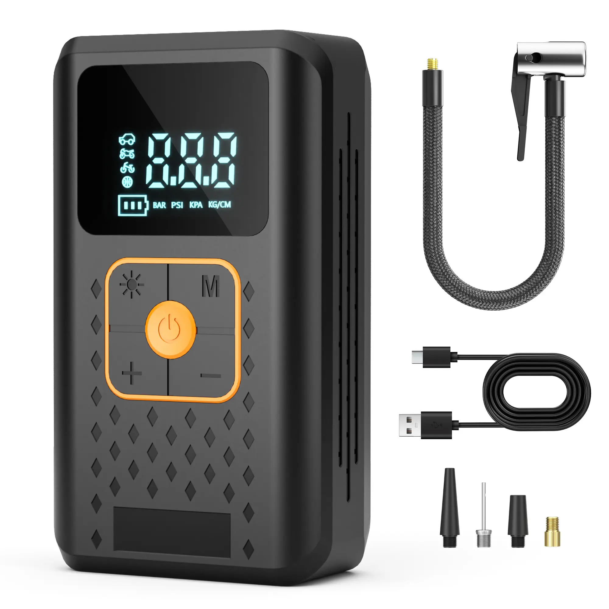 【DealsForYouDays】Portable air compressor air pump, 150PSI, 3X fast inflation,  Suitable for inflating balls, bicycles, motorcycles, and car tires - multi-functional auto accessories! Fathers Day Gift! (CE, FCC certified)
