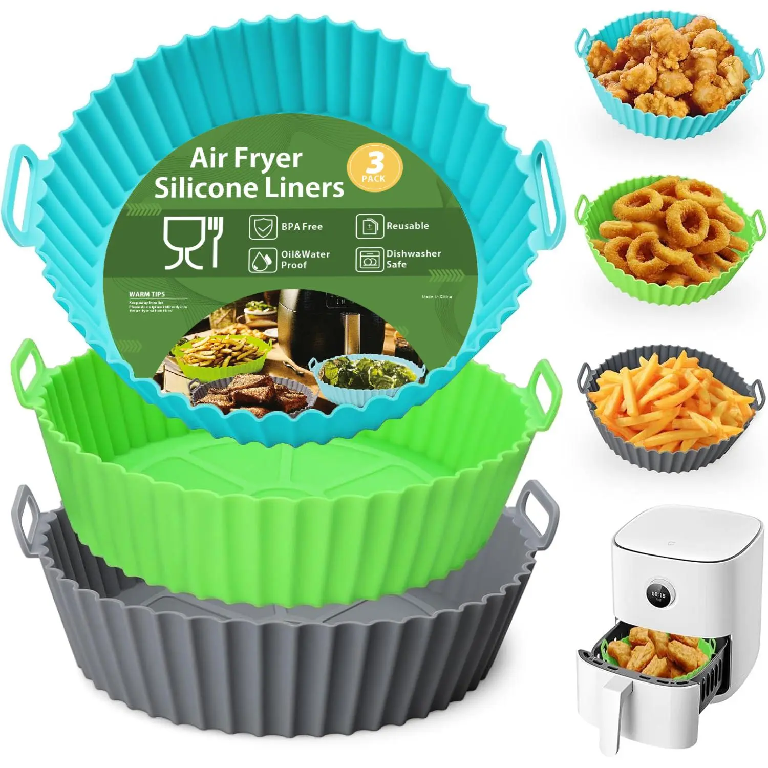 Silicone Air Fryer Liner, Reusable Food Liners, Reusable Air Fryer Silicone Insert, Food Safe, Dishwasher Safe Kitchen Air Fryer Oven Accessories, Replacement Of Parchment Paper
