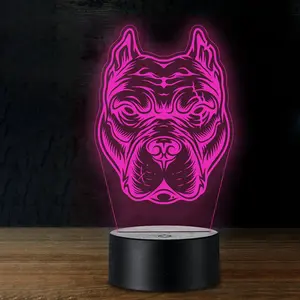 1pc acrylic table lamp engraved with a bulldog pattern, a color-changing LED night light for the bedroom, suitable for parties, Christmas, Valentine's Day, birthdays, and as a creative gift for family, lovers, and friends.