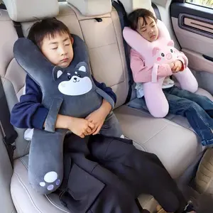 Kids Car Neck Pillow, Soft Plush Pig Head Support Pillow, Child Safety Sleep Aid, Prevent Head Falling, Universal Travel Accessory for Long Trips