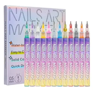 1 Box 12 Color Nail Polish Pens, 3D Manicure Pen Set, Nail Dot Painting Brush, DIY Nail Art Marking Drawing Pen, Nail Art Tools nail paint diy