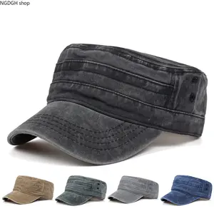 Washed Black Cadet Military Style Cap, Distressed Cotton & Adjustable Fit, Perfect for Casual Streetwear, Hiking & Adding Rugged Vintage Vibes to Any Outfit