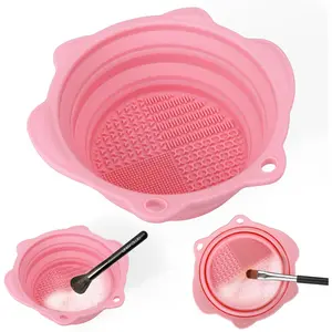 Vodolo Paint Brush Cleaner Mat,Foldable Silicone Paint Brush Cleaner Bowl,Portable Cleaning Tool for Paintbrush,Painting Artist Accessories