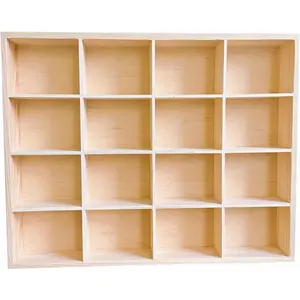 Wooden Storage Divider Box - 13.4''x10.6''x2'' Tabletop Display Box with 16 Compartments for Home, Craft, Office, Kitchen Organization