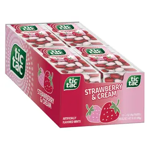 Tic Tac Strawberry & Cream Flavored Mints, Bulk 12 Pack, On-The-Go Refreshment, 1 oz Each