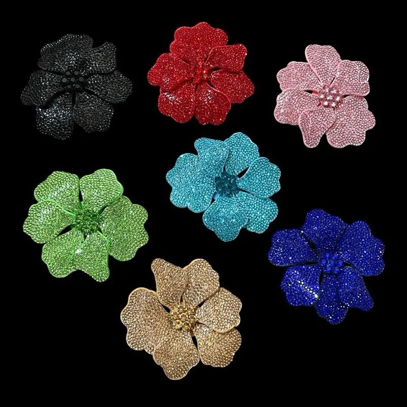 Beaded Rhinestone Flower Sew-On Patch Embellishment for Clothing, Tops
