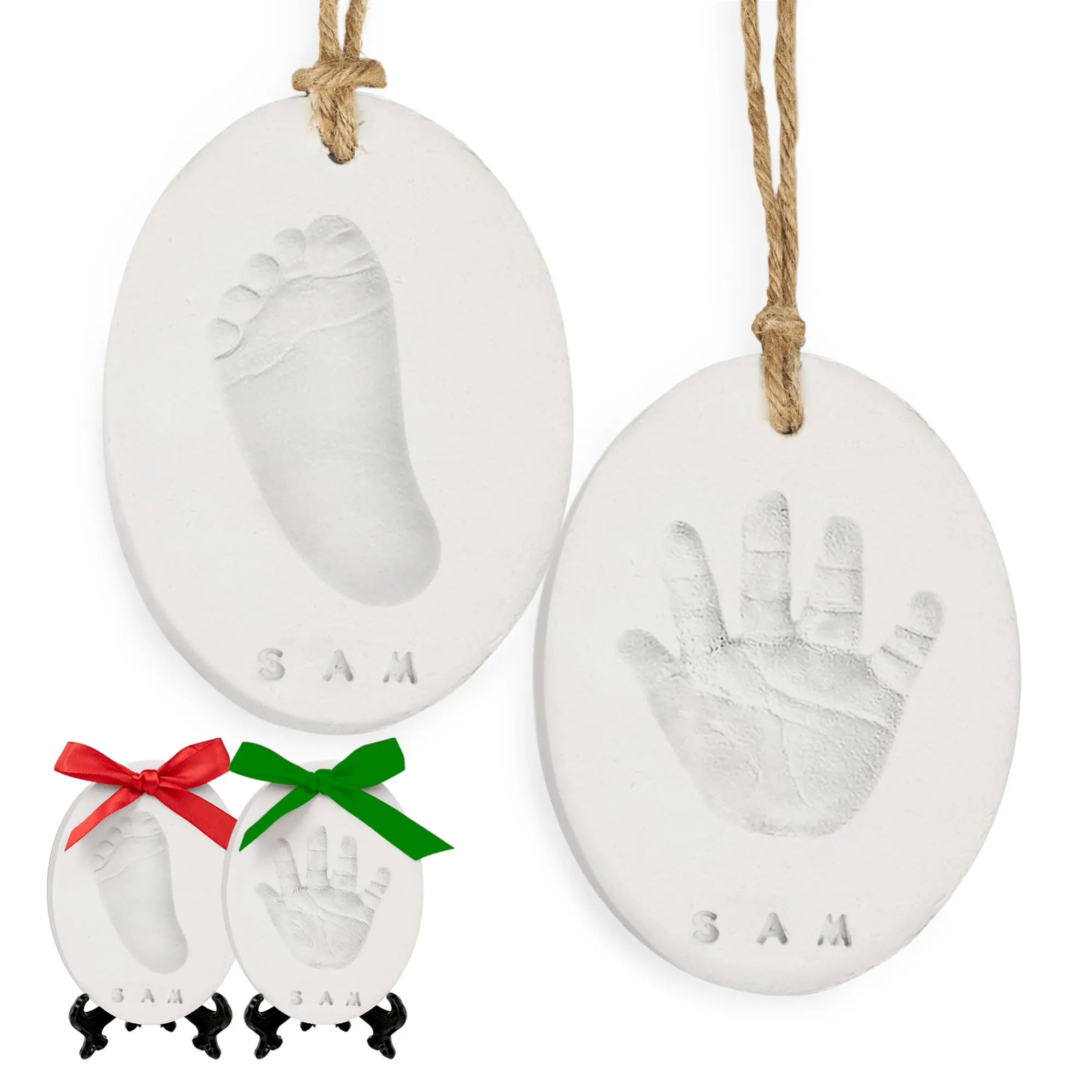 Baby Hand and Footprint Kit Girls, Boys - Personalized Baby’s First Christmas Ornament Kit, Newborn Christmas Gifts for New Mom, Cute Shower Gifts, Easy to Use Handprint Ornaments