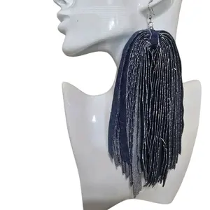 Diy Denim Fringe Earrings Handmade Fashionable Accessories for Women