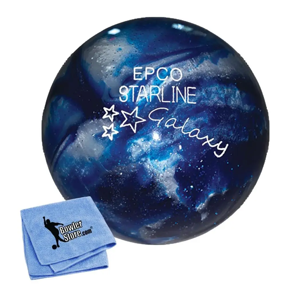 EPCO Starline Galaxy Print Candlepin Bowling Ball - Blue, 4.5in, 2lbs 6oz, Includes Free Bowlerstore Microfiber Towel