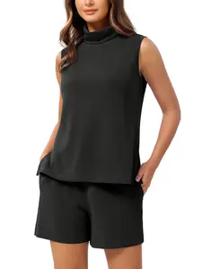 ODODOS Modal Soft Mock Neck Tank Tops for Women Sleeveless Sweater Vest Casual Turtleneck Pullover Top