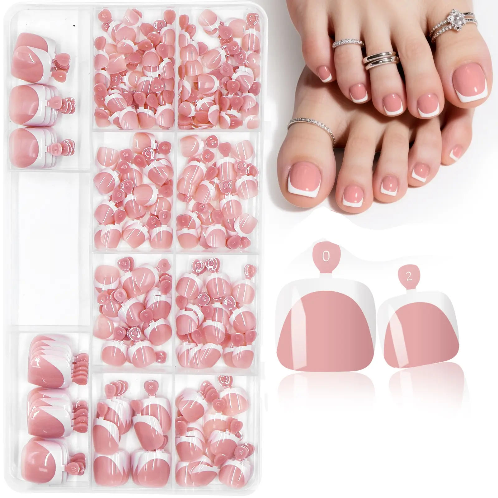 240Pcs Press on Toenails Women, Diy False Toenails, French Tip Toe Nail Press ons Short Deep French Tips Square Fake Toenails Dark Nude Press on Nails Toes Nails False on Toe Nails Natural Pedicure Nails for Toes Feet