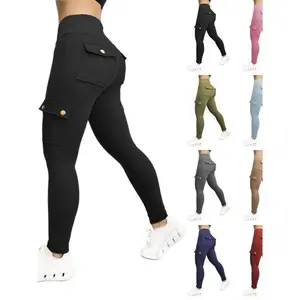 Women's Butt-Lifting Leggings, with Pocket, High-Waist Tummy Control Workout Cargo Leggings Yoga Pants
