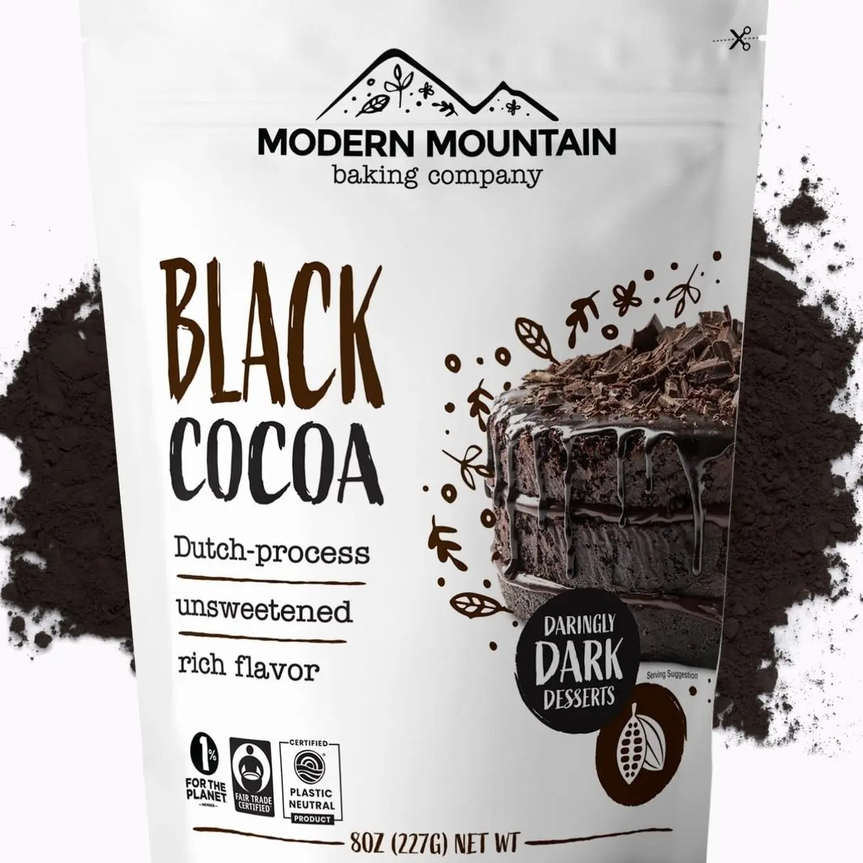 Black Cocoa Powder (8 oz) Bake the Darkest Chocolate Baked Goods, Achieve Rich Chocolate Flavor, Natural Substitute for Black Food Coloring, Dutch-Processed Cocoa Powder, Unsweetened, Extra Dark, Fair Trade Certified