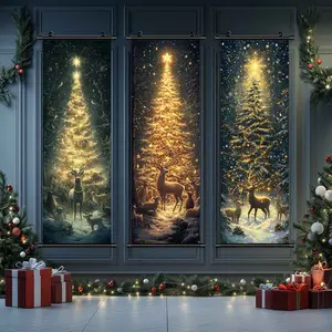 3-Piece Christmas Wall Art Set, Festive Holiday Decorations, Home Decor Ornament, Modern Design, High-Quality Prints, Perfect Gift Idea, Room Decor Ornament