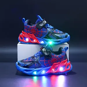 Boys Shoes & Girls Shoes LED Light Up Sneakers, Flashing Soles, Spider Pattern, Breathable And Non-Slip Sneakers, Suitable for All Seasons, Ideal for Boys And Girls Aged 1-6.