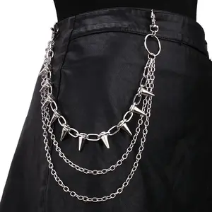 Unisex Edgy Vibe Pocket Chain - Hip Hop Punk Rock Metal Waist Chain, Multi-functional Jeans Wallet & Key Holder, Streetwear Jewelry for Daily Casual Outfits