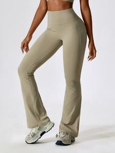 women's solid high waist flare leg sports tummy control leggings, gym clothes, workout clothes women, ladies sportswear for gym workout running, high waist stretchy yoga leggings pants, breathable activewear bottoms, stretch fabric activewear