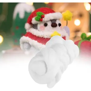 55g White Needle Felting Wool Fibre Roving Yarn Felting Supplies for Hand Craft Needle Felting