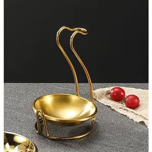 Soup Spoon Holder Gold-Plated Stainless Steel Hot Pot Food Clip Soup Spoon Holder Leaky Spoon Supply Series Kitchen Accessories