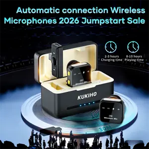 Jumpstart Sale KUKIHO Wireless Lavalier Microphone with Charging Case – 164ft Range, 72H Battery – for iPhone, Android, iPad, Laptop – Clip-on Mic for Video, Interview, Vlog