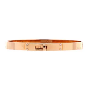 Pre-owned Hermes Kelly Bracelet 18K Rose Gold with 4 Diamonds Small by Rebag