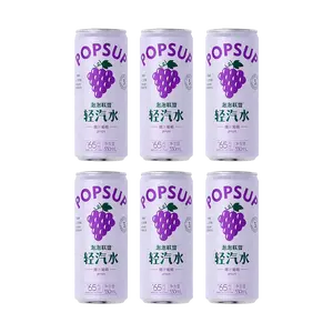 PAOPAOLIANMENG Prebiotic Sparkling Water - Bursting Grape Flavor, 330ml x 6 Cans | Low Calorie, Real Fruit Juice, Refreshing & Guilt-Free