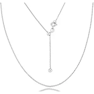 925 Sterling Silver, 18K Gold Plated 925 Sterling Silver 1.3mm Adjustable Diamond Cut Thin Bolo Cable Chain Necklace for Women, Slider Chain 14-24 Inch