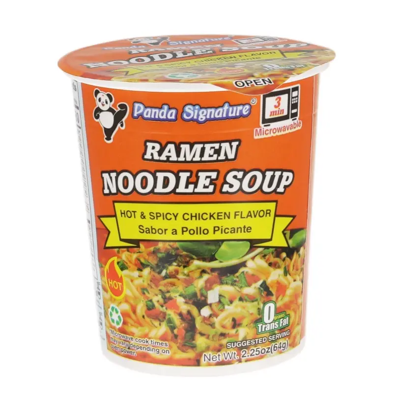 Panda Signature Hot & Spicy Chicken Flavor Ramen Noodle Soup 2.25 oz Zero Trans Fat Microwavable Sabor a Pollo Picante