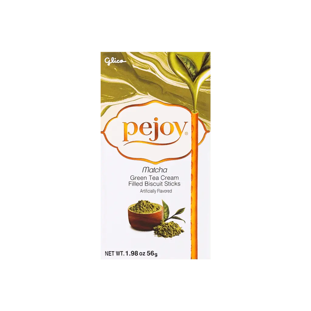 Glico Pejoy Matcha Green Tea Chocolate Biscuit Sticks - 56g Snack with Matcha Powder, Whole Milk Powder, Gentle Green Tea Bitterness, Light Sweetness, Smooth Chocolate (Sticks & Shapes, Contains Wheat)