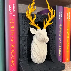 Golden Antler Stag Bookend – Throne of Glass Inspired Fantasy Decor