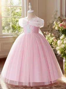 Elegant Girls' Sleeping Beauty Princess Tulle Tutu Dress Fitted Plaid Party Gown Perfect for Halloween & Cosplay Events All Seasons Wear