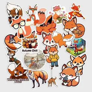 Sticker Pack 20 pcs Cartoon Fox Stickers, Cute Woodland Vinyl Decals