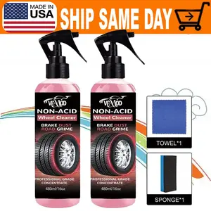 (2pcs) VIAMOD NON-ACID Wheel Cleaner 16oz Non-Acidic Wheel Cleaner Safe for Alloy Chrome Painted Wheels Removes Stubborn Brake Dust