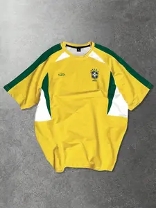 Men's Brazilian Style Letter Print Round Neck Short Sleeve T-Shirt, Summer Fashion Casual Top, Slim-Fit Design for Daily Wear