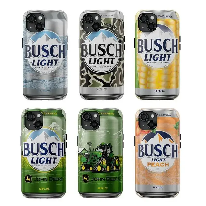 Busch Light Tough Camo Corn Pattern Mobile Phone Case for iPhone 15 with Crisp Color Design (John Deere Themed)