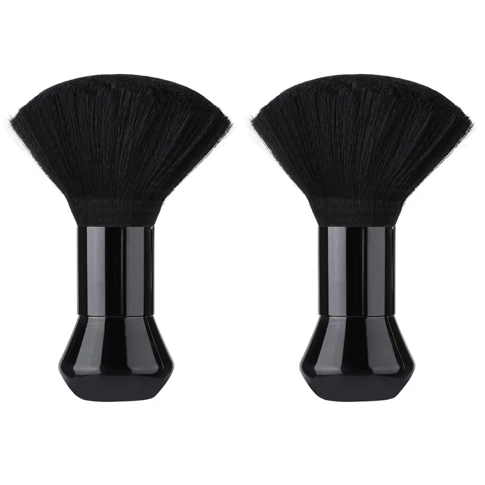 2pcs Antistatic Neck Dusters with Curved Handle - Beauty & Personal Care Hair Brushes, Large Head for Gentle Sweeping, Rinse-Dry Durable Salon Barber Hairdressing Accessory for Stylists