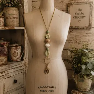 Keep Smiling Beaded Lanyard with Wooden Engraved Bead 17 Inch Breakaway Clasp Creative ID Badge Holder Handcrafted with Silicone Beads for Teachers Nurses Office Staff