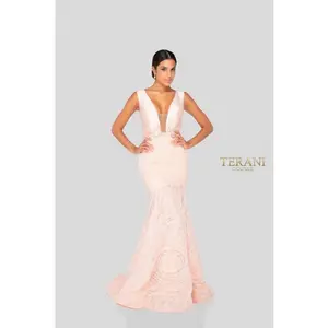 Terani Couture 1911P8158 Prom Floral Applique Long Blush Evening Premium Dress