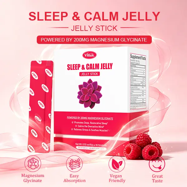 Vffiek Sleep & Calm Magnesium Glycinate Jelly Sticks – 200mg Magnesium Supplement, Vegan Sleep Support Gummies Alternative, Raspberry Flavor, 30 Daily Packets